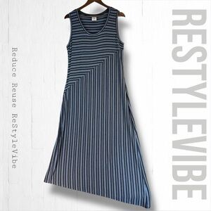 CABI Women’s Size M Dress Maxi Length Striped Stretch Tank Style Asymmetrical